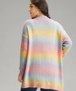 Ombre Cable Knit Patched Pocket Cardigan 16 Ombre Cable Knit Patched Pocket Cardigan -Clothing Shop 489899808 wg
