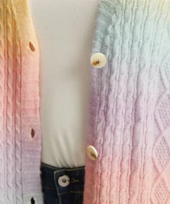 Ombre Cable Knit Patched Pocket Cardigan 21 Ombre Cable Knit Patched Pocket Cardigan -Clothing Shop 49026993 qx