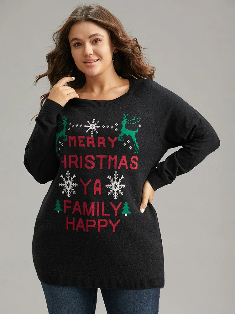 Supersoft Essentials Christmas Elk Letter Crew Neck Pullover 3 Supersoft Essentials Christmas Elk Letter Crew Neck Pullover