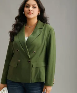 Solid Suit Collar Button Detail Blazer -Clothing Shop 4906128 sd