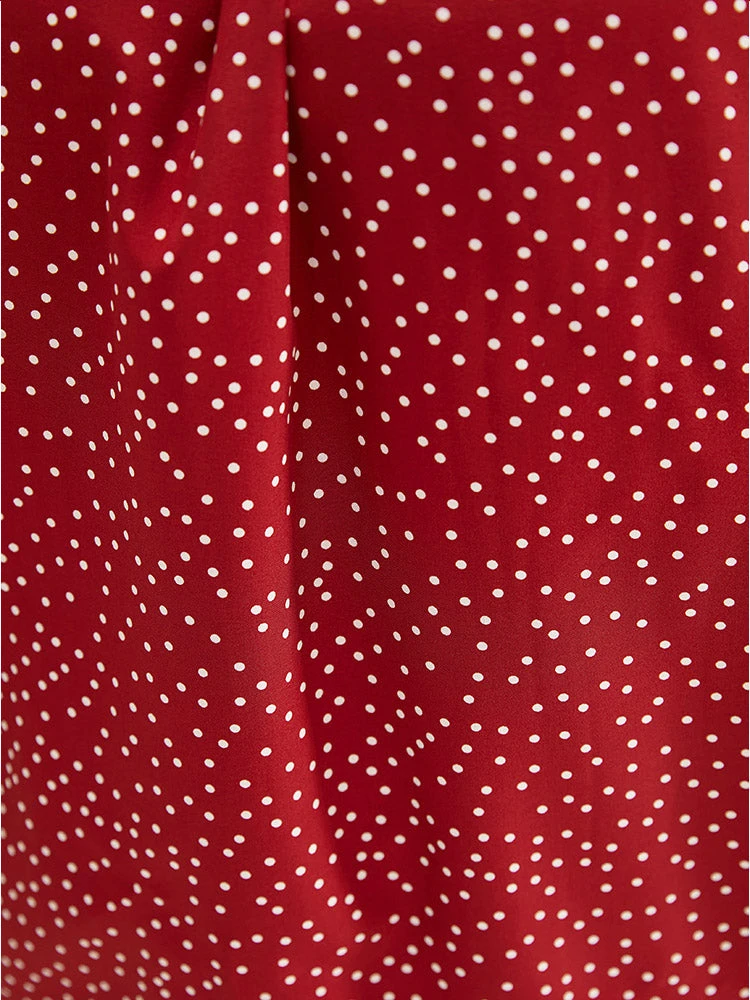 Polka Dot Pleated Round Neck Puff Sleeve Blouse 10 Polka Dot Pleated Round Neck Puff Sleeve Blouse - Image 8