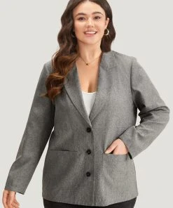 Solid Suit Collar Patched Pocket Blazer -Clothing Shop 491256439 jn