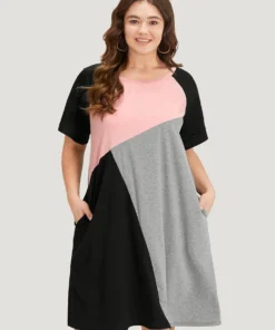 Supersoft Essentials Colorblock Contrast Round Neck Raglan Sleeve Dress
