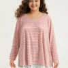 Striped Guipure Lace Crew Neck T-shirt -Clothing Shop 49230928 an