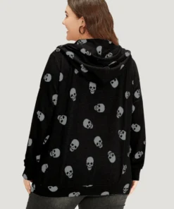 Halloween Skull Print Pocket Zipper Hooded Sweatshirt -Clothing Shop 493096238 dl d071ba0e 07b3 4df1 8a0b eca8fc200c1e