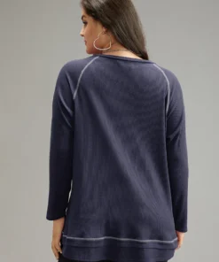 Plain Textured Stitch Raglan Sleeve Sweatshirt 38 Plain Textured Stitch Raglan Sleeve Sweatshirt -Clothing Shop 493120061 hs