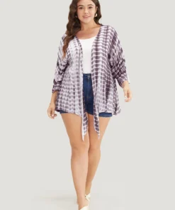 Tie Dye Open Front Batwing Sleeve Knotted Hem Kimono -Clothing Shop 493436350 ef 130baf5c 3bf3 45a2 8b85 a023e4340a4a