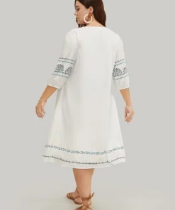 Bandana Print Tassels Lantern Sleeve Pocket Midi Dress -Clothing Shop 493518386 tf