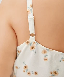 Ditsy Floral Patchwork Flutter Hem Cami Top -Clothing Shop 493641314 zl