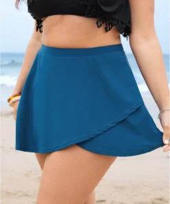 Solid Ruffle Wrap Hem Swim Skirt -Clothing Shop 494101627 mx