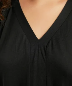 V Neck Solid Dolman Sleeve T-shirt -Clothing Shop 494431812 xz