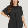 Anti-Wrinkle Shirred Ruffle Sleeve Mesh Frill Trim Blouse -Clothing Shop 49455460 bj 2a09bfce bf55 476a b3a5 2a8dddd434d8