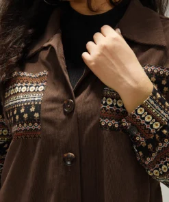 Bandana Print Patchwork Button Through Jacket -Clothing Shop 495113435 vz