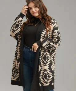 Anti-Pilling Supersoft Essentials Geo Lapel Collar Cardigan -Clothing Shop 495741545 da