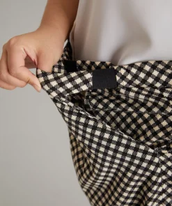 Gingham High Rise Elastic Waist Straight Leg Pants -Clothing Shop 497425996 so