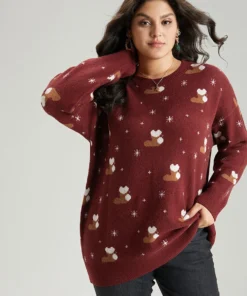 Supersoft Essentials Christmas Print Star Round Neck Pullover