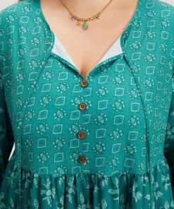 Bandana Print Tie Neck Button Detail Dress 20 Bandana Print Tie Neck Button Detail Dress -Clothing Shop 497557840 te