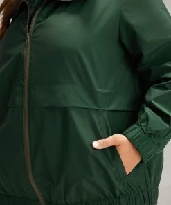 Wind-Resistant Plain Zipper Fly Pocket Jacket -Clothing Shop 498453822 mw