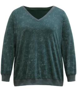 Vintage Heather V Neck Rib Knit Sweatshirt -Clothing Shop 498920072 nj