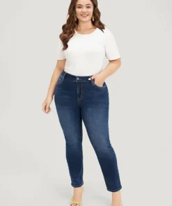 Very Stretchy High Rise Dark Wash Vintage Full Jeans -Clothing Shop 499418936 qb