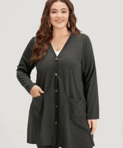 Halloween Plain Pocket Asymmetrical Hem Coat -Clothing Shop 499611792 lk
