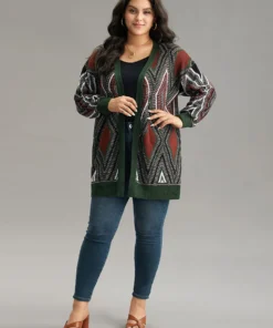 Geometric Contrast Open Front Cardigan -Clothing Shop 499686055 rw 497615bf 6c6e 4487 a331 a287d6961b35