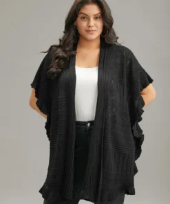 Anti-Pilling Plain Ruffles Split Hem Dolman Sleeve Cardigan -Clothing Shop 4 156617db df57 4f60 ae3b d6ed698b3d2d