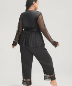 Solid Mesh Lace Wrap Belted Pajama Set 12 Solid Mesh Lace Wrap Belted Pajama Set -Clothing Shop 4 2b685c70 0320 476b a885 d43dea5fb949