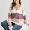 Colorblock Contrast Super Soft Plush Knit V Neck Pullover -Clothing Shop 4 332ea494 1ae0 4616 8c9d bb4d33d481d8