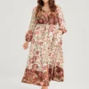 Floral Lantern Sleeve Pocket Split Tie Flutter Midi Dress -Clothing Shop 4 a2c7a842 4651 4696 bf22 5884ccfda1c6