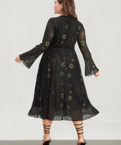 Halloween Moon And Star Bell Sleeve Surplice Neck Midi Dress -Clothing Shop 4 acb6d464 1815 40c0 8cd5 e0c71ea48f79