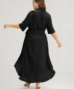 Solid Button Pocket Shirt Collar Belted Maxi Dress -Clothing Shop 4 f394bf4b 1c31 4576 acc4 587507860533