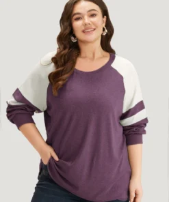 Colorblock Contrast Stitch Raglan Sleeve T-shirt -Clothing Shop 501167173 mi f01cc1ab 23c0 443c a3a3 1fd84ccbbac5