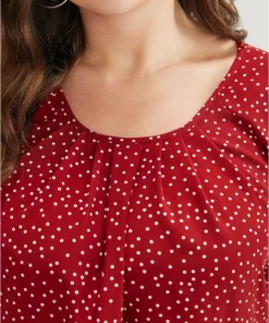 Polka Dot Pleated Round Neck Puff Sleeve Blouse 27 Polka Dot Pleated Round Neck Puff Sleeve Blouse -Clothing Shop 501540575 vc 62540b93 c203 4843 adbf eb3c0172cc90