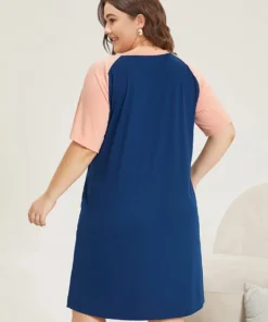 Letter Print Contrast Raglan Sleeve Patchwork Night Dress 13 Letter Print Contrast Raglan Sleeve Patchwork Night Dress -Clothing Shop 501618129 qn