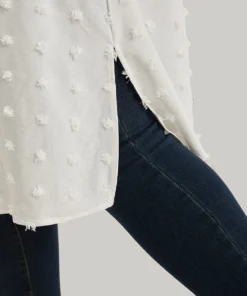 Solid Button Through Tab Sleeve Split Hem Coat -Clothing Shop 501618858 uq