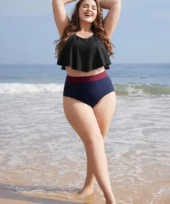 Plain Contrast Bikini Bottom -Clothing Shop 502326942 zp