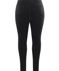 Plain Velvet Elastic Waist Skinny Leggings -Clothing Shop 503496524 wm