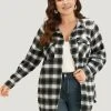 Plaid Arc Hem Pocket Button Through Shirt Collar Coat -Clothing Shop 504581811 xr 6f6a63ae 4dec 4d43 b06d e8a2ef8c390c