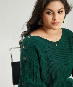 Plain Plisse Lantern Sleeve Pullover -Clothing Shop 504825964 xm