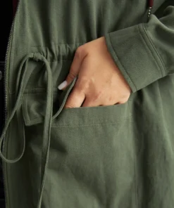 Contrast Hooded Drawstring Flap Pocket Coat -Clothing Shop 505214685 yb