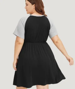 Supersoft Essentials Letter Print Raglan Sleeve Elastic Waist Dress -Clothing Shop 505451782 rq ca9a8704 4cab 4466 9e5a acd78ec6df88