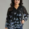 Boho Print Lace Patchwork Mesh Button Up Blouse -Clothing Shop 505572146 ci