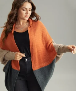 Colorblock Batwing Sleeve Patchwork Cardigan -Clothing Shop 505856604 rn