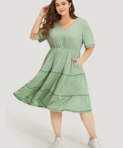 Supersoft Essentials Contrast Layered Elastic Waist A Line Dress