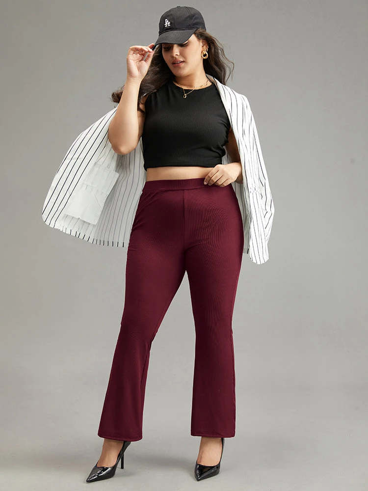 Plain Rib Knit Flare Leg Legging 19 Plain Rib Knit Flare Leg Legging - Image 17