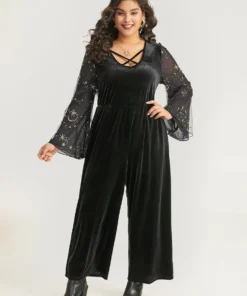 Halloween Moon & Star Glitter Mesh Crisscross Neck Jumpsuit 11 Halloween Moon & Star Glitter Mesh Crisscross Neck Jumpsuit -Clothing Shop 50664988 qo