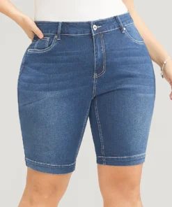 Very Stretchy High Rise Dark Wash Denim Shorts -Clothing Shop 506741671 hi