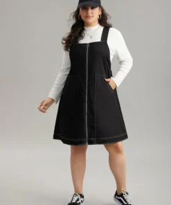 Twill O Ring Zipper Pocket Spaghetti Strap Dress -Clothing Shop 507540181 kc 9175485b 6a0d 4379 9bf8 a633218efba8