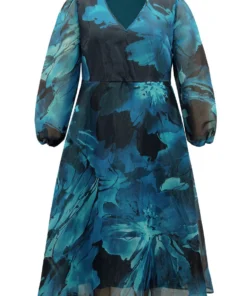 Floral Mesh Patchwork Pocket Elastic Waist Dress -Clothing Shop 509156135 hn bd799143 1cd0 4909 b1e6 86aa8d22614c